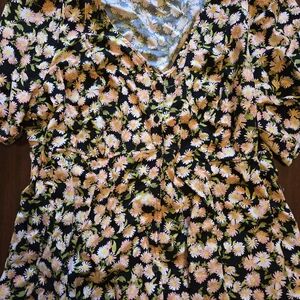 Torrid Black and Pink Floral Blouse